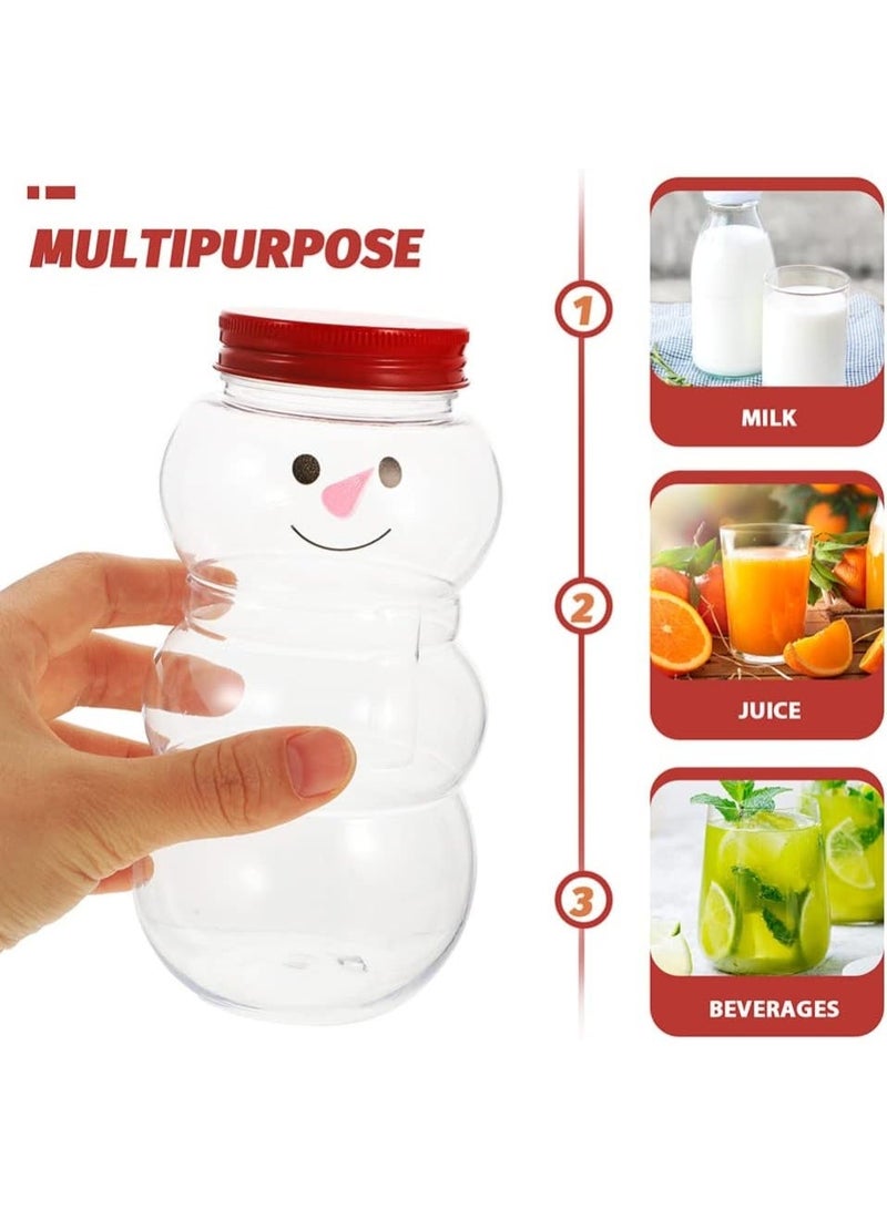general Milk Tea Drink Cup 500Ml Snowman Shaped Plastic Bottle Pet Material Clear Christmas Candy Jar Reusable Beverage Container for Holiday and Party - Image 3