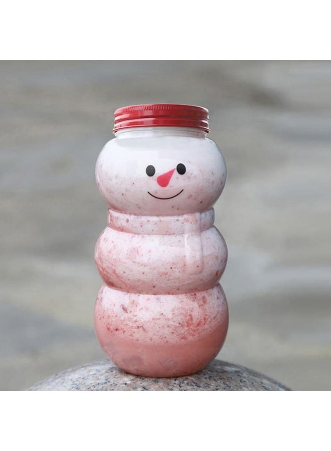 general Milk Tea Drink Cup 500Ml Snowman Shaped Plastic Bottle Pet Material Clear Christmas Candy Jar Reusable Beverage Container for Holiday and Party - Image 1