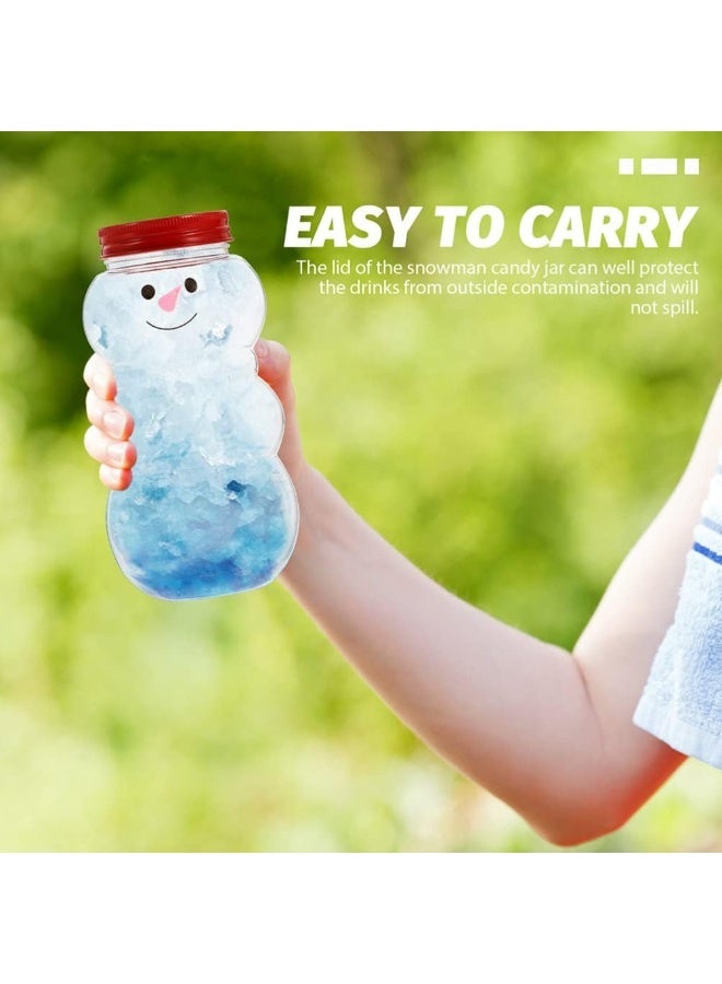 general Milk Tea Drink Cup 500Ml Snowman Shaped Plastic Bottle Pet Material Clear Christmas Candy Jar Reusable Beverage Container for Holiday and Party - Image 2