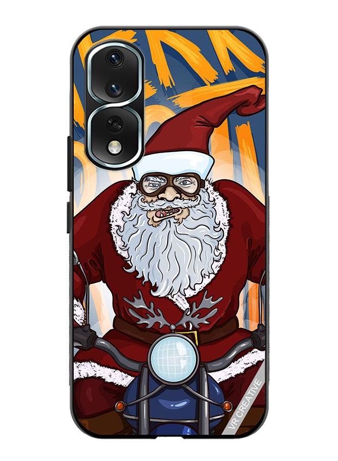 VR CREATIVE Protective Case Cover For Honor 80 Pro Cartoon Christmas Postcard Santa Claus On Motorcycle Design Multicolour - Image 1