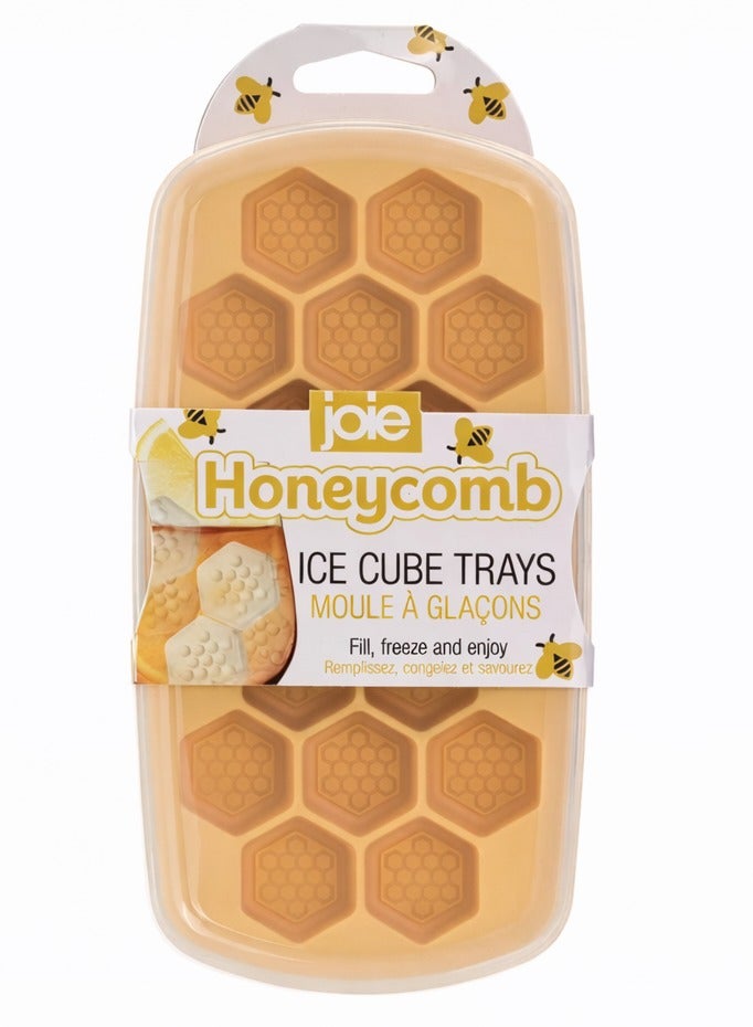 Joie Honeycomb Ice Cube Tray with Lid 17 Ice Cubes Mold Silicone Ice Cube Mold BPA Free Flexible Ice Tray with Cover for Freezer Water Juice Cocktails Drinks Kitchen Storage - Image 1