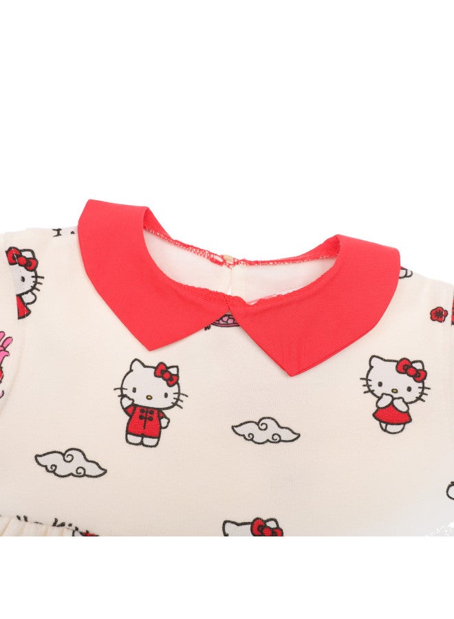 Zara kids' Cute Floral Dress With Lapel Collar, Long Sleeve & Light Fleece Lined Dress - Image 4