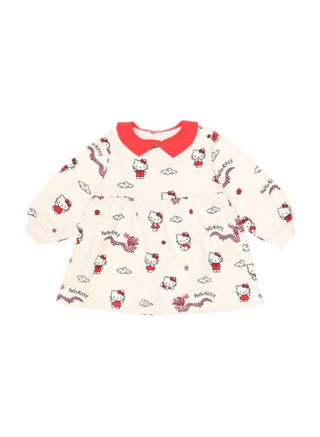 Zara kids' Cute Floral Dress With Lapel Collar, Long Sleeve & Light Fleece Lined Dress - Image 1
