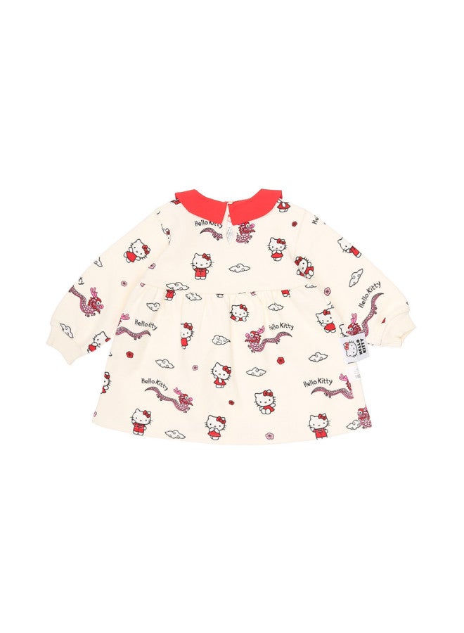 Zara kids' Cute Floral Dress With Lapel Collar, Long Sleeve & Light Fleece Lined Dress - Image 3