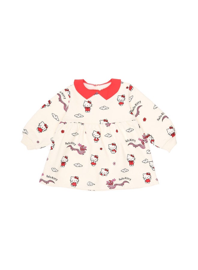 Zara kids' Cute Floral Dress With Lapel Collar, Long Sleeve & Light Fleece Lined Dress - Image 2