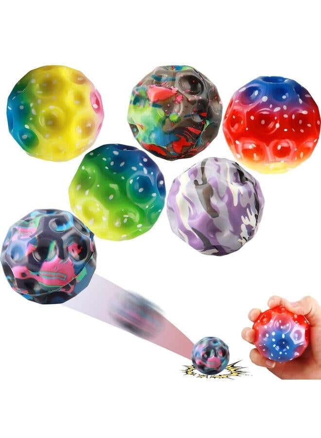 مجموعة من 6 كرات قفز استرو، كرة قمر فضائية متعددة الألوان، كرة قفز صغيرة، كرة قفز خفيفة الوزن وعالية الارتداد