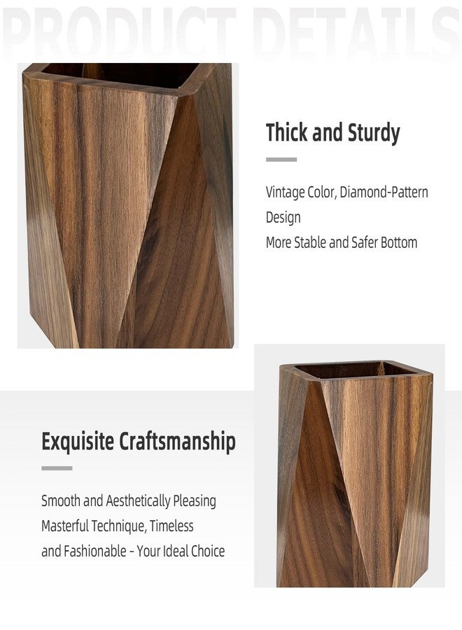 MOASIOP Pen Holder for Desk - Black Walnut Wooden Pen Organizer, Prismatic Shape Writing Stationary Organizer for Multiple-Use Office and School Supplies Storage - Image 3