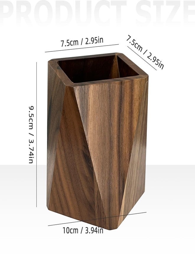 MOASIOP Pen Holder for Desk - Black Walnut Wooden Pen Organizer, Prismatic Shape Writing Stationary Organizer for Multiple-Use Office and School Supplies Storage - Image 2