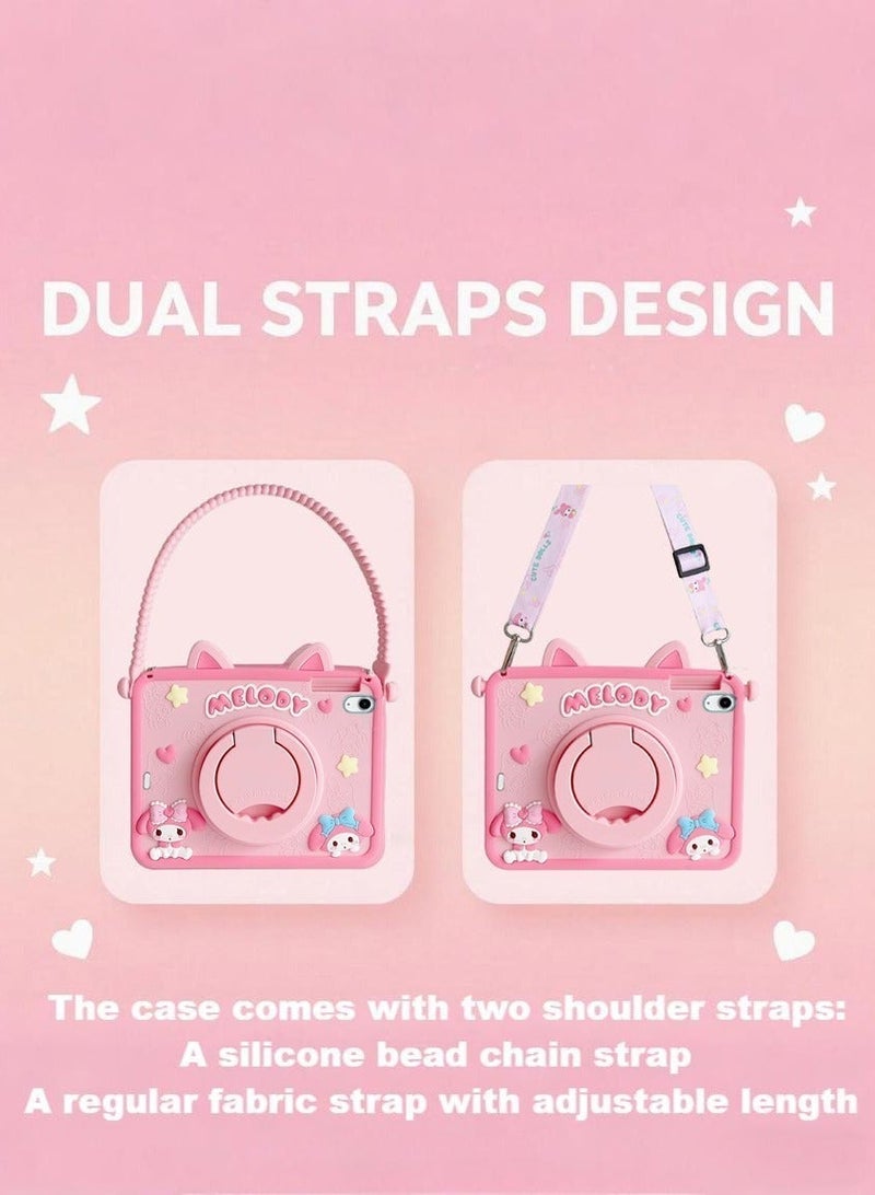 iPad  الجيل الحادي عشر /iPad الجيل العاشر واقي كرتوني لحافظة الفتيات والأطفال مع حامل أقلام ومقبض حامل كتف وأذنين قطة كرتونية لطيفة غطاء جهاز لوحي للفتيات المراهقات لـ iPad A16 الجيل الحادي عشر 2025/iPad الجيل العاشر 2022 - Image 2