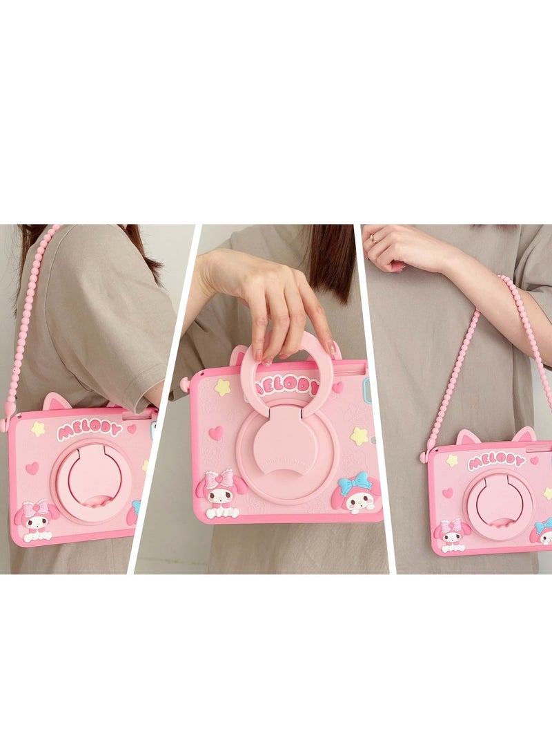 iPad  الجيل الحادي عشر /iPad الجيل العاشر واقي كرتوني لحافظة الفتيات والأطفال مع حامل أقلام ومقبض حامل كتف وأذنين قطة كرتونية لطيفة غطاء جهاز لوحي للفتيات المراهقات لـ iPad A16 الجيل الحادي عشر 2025/iPad الجيل العاشر 2022 - Image 3