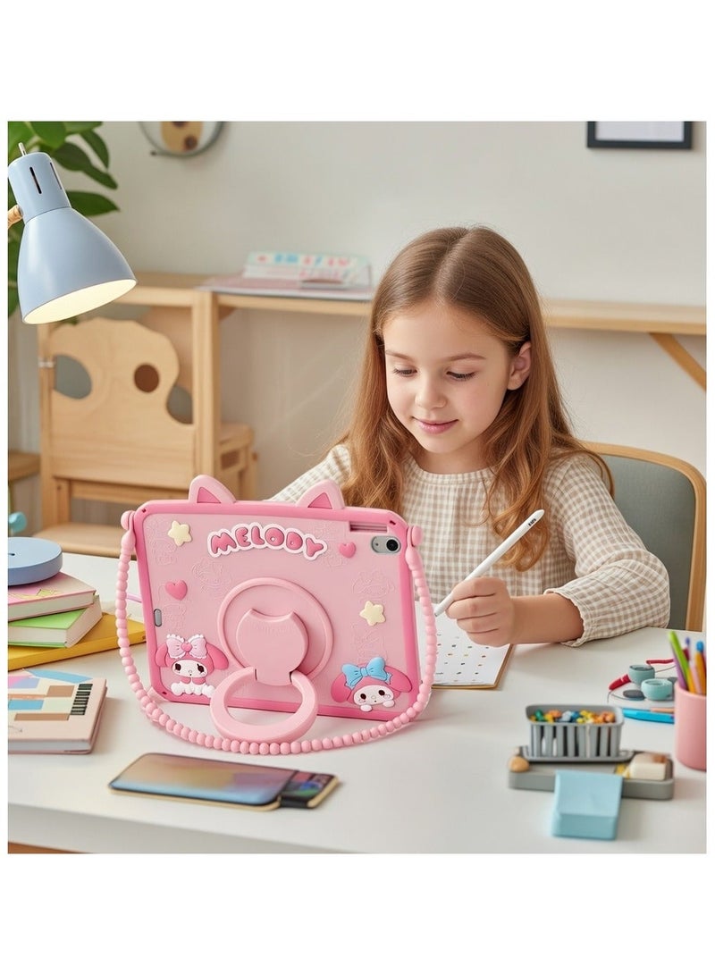 iPad  الجيل الحادي عشر /iPad الجيل العاشر واقي كرتوني لحافظة الفتيات والأطفال مع حامل أقلام ومقبض حامل كتف وأذنين قطة كرتونية لطيفة غطاء جهاز لوحي للفتيات المراهقات لـ iPad A16 الجيل الحادي عشر 2025/iPad الجيل العاشر 2022 - Image 4