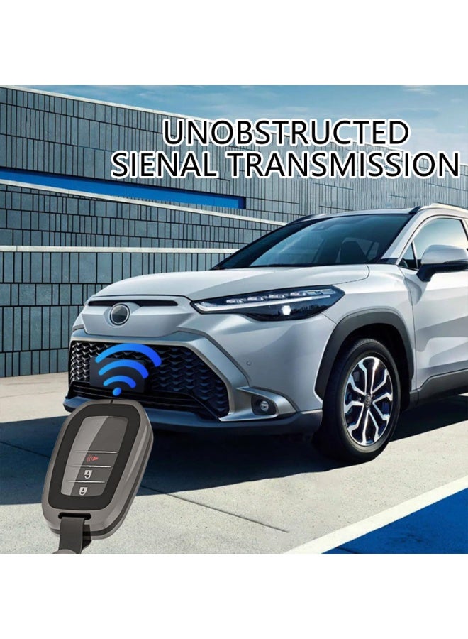 Key Fob Cover TPU+Metal Case for 2021-2026 For Venza, 2019-2025 For Land Cruiser, For Grand Highlander, For Hilux, Fortuner, 2022-2026 For Tundra, For Tacoma Remote (White) - Image 5