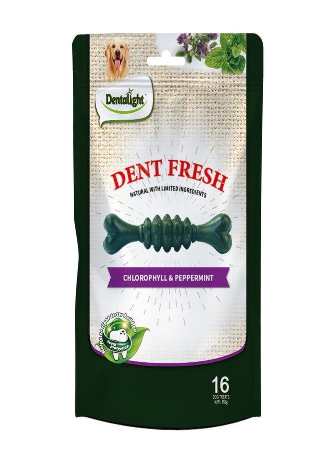 Dentalight - Dent Fresh 360° Toothbrush Dog Chew, Chlorophyll and Peppermint Fresh Breath and Remove Plaque, 150g (Fresh Breath) - Image 1