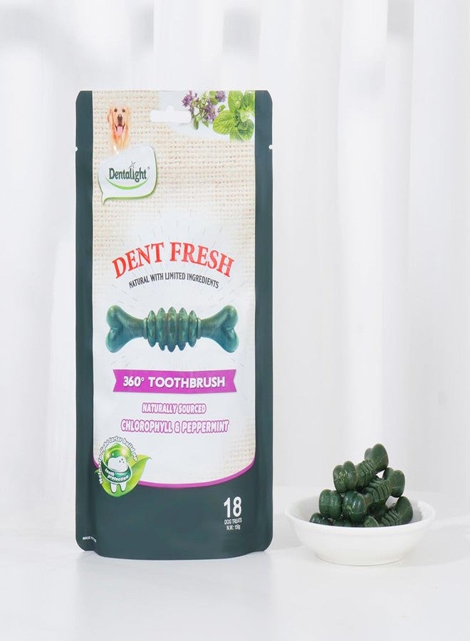 Dentalight - Dent Fresh 360° Toothbrush Dog Chew, Chlorophyll and Peppermint Fresh Breath and Remove Plaque, 150g (Fresh Breath) - Image 2