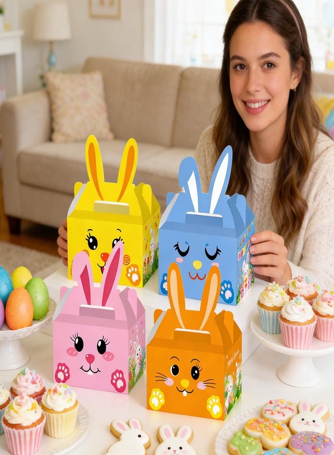 Qpout 12 PCS Easter Bunny Treat Boxes Rabbit Ears Snack Candy Box Gift Bags with Handle for Easter Basket Party Favor Classroom Holiday Prizes - Image 3