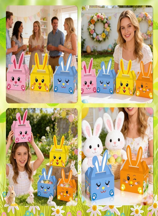 Qpout 12 PCS Easter Bunny Treat Boxes Rabbit Ears Snack Candy Box Gift Bags with Handle for Easter Basket Party Favor Classroom Holiday Prizes - Image 4