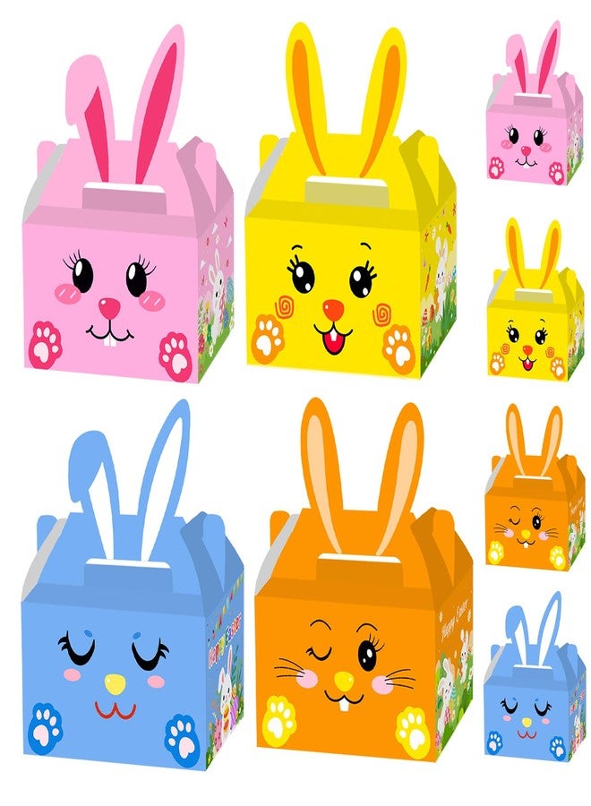 Qpout 12 PCS Easter Bunny Treat Boxes Rabbit Ears Snack Candy Box Gift Bags with Handle for Easter Basket Party Favor Classroom Holiday Prizes - Image 1