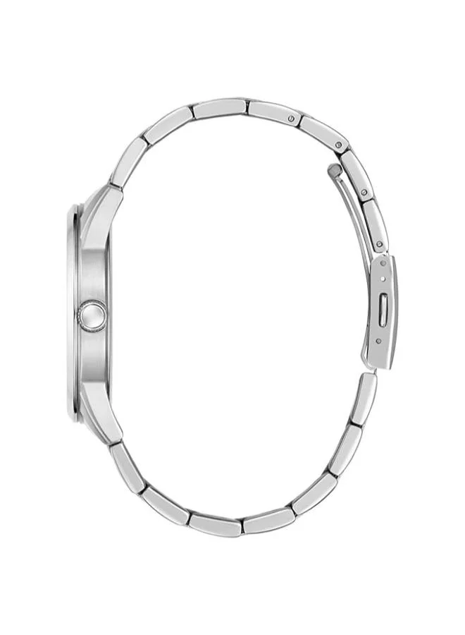 جس 42mm Silver Tone Analog Watch