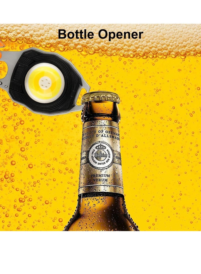 Mini Portable Work Light 800 Lumen Rechargeable Torch Key Chain Inspection Lights with Bottle Opener, Magnetic Base, for Camping/Repairing/Emergency
