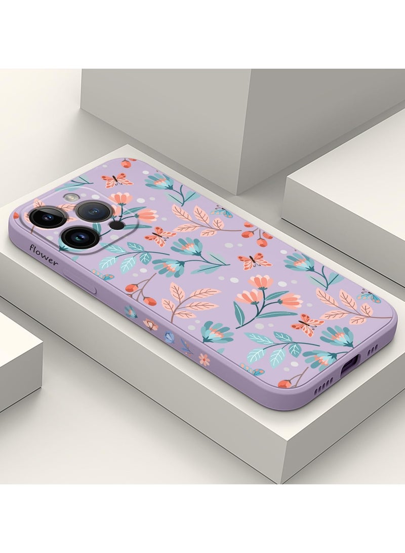 جراب آيفون 16 برو ماكس مقاوم للخدش مبطن بالألياف الدقيقة، غطاء هاتف سيليكون فائق النحافة لآيفون 16 برو ماكس 6.9 بوصة - أرجواني ورقي - Image 2