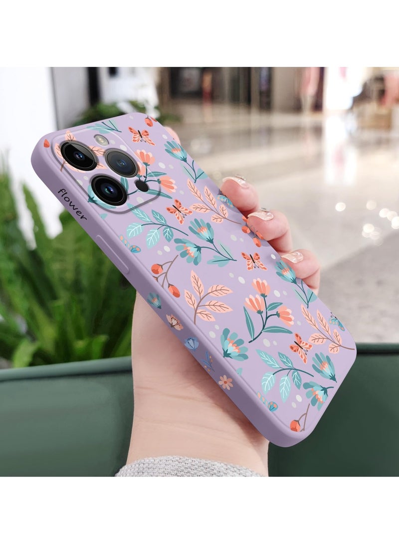 جراب آيفون 16 برو ماكس مقاوم للخدش مبطن بالألياف الدقيقة، غطاء هاتف سيليكون فائق النحافة لآيفون 16 برو ماكس 6.9 بوصة - أرجواني ورقي - Image 3