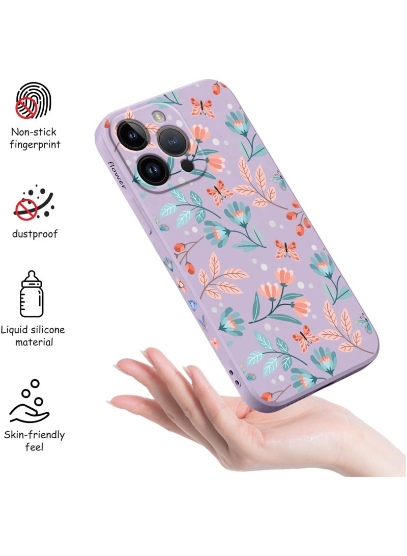 جراب آيفون 16 برو ماكس مقاوم للخدش مبطن بالألياف الدقيقة، غطاء هاتف سيليكون فائق النحافة لآيفون 16 برو ماكس 6.9 بوصة - أرجواني ورقي - Image 5