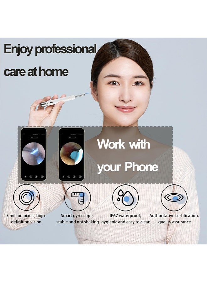 GD Ear Wax Removal Kit, 6 LED Lights Wireless Earwax Removal Tool with Replacement Tips, Waterproof Rechargeable Smart Visual Ear Cleaner - Image 5