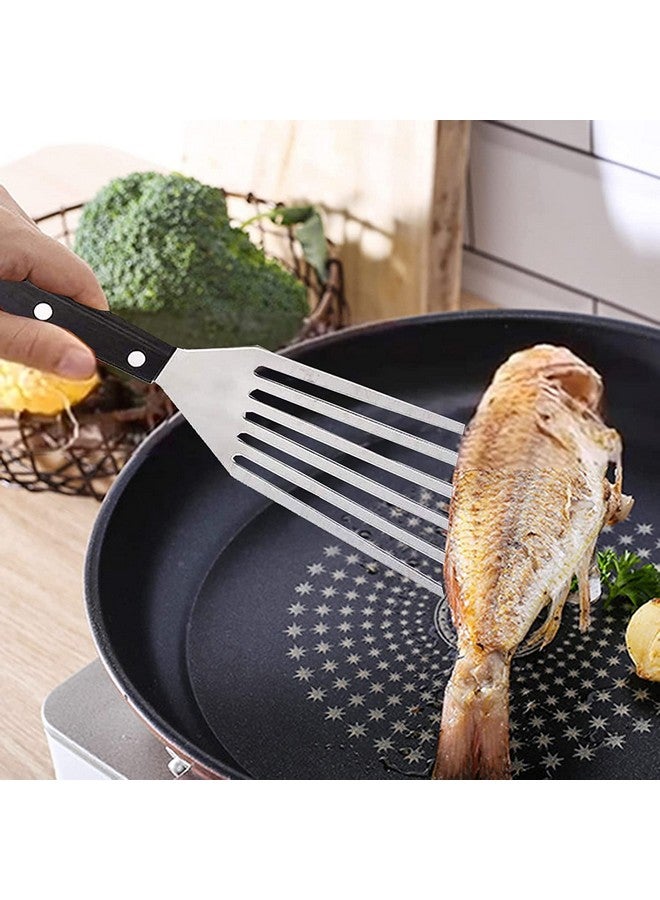 we3 وي 3 ملعقة تقليب ثقيلة للأواني والمقالي والشوايات | رائعة لقلب الفطائر، السمك، البيض، البرغر، الأومليت والمزيد (متوسطة 28 * 7.8 سم) - من الفولاذ المقاوم للصدأ - Image 5