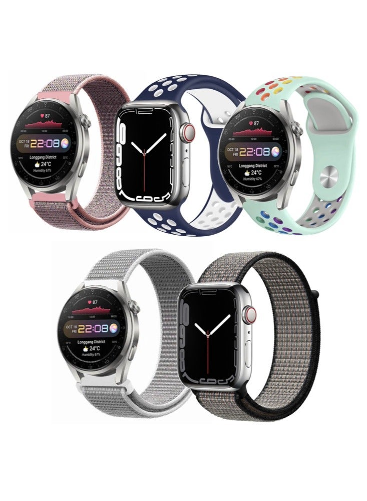 بيرفيي مجموعة من 5 قطع من اساور الساعات المتوافقة مع جميع اجهزة سامسونج، هواوي، امازفيت، فيت بيت و هونر مقاس السوار 20 ملم - Image 1