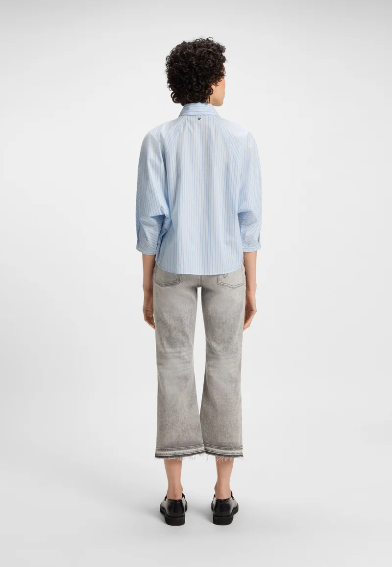 BOSS Relaxed-fit blouse in striped cotton poplin