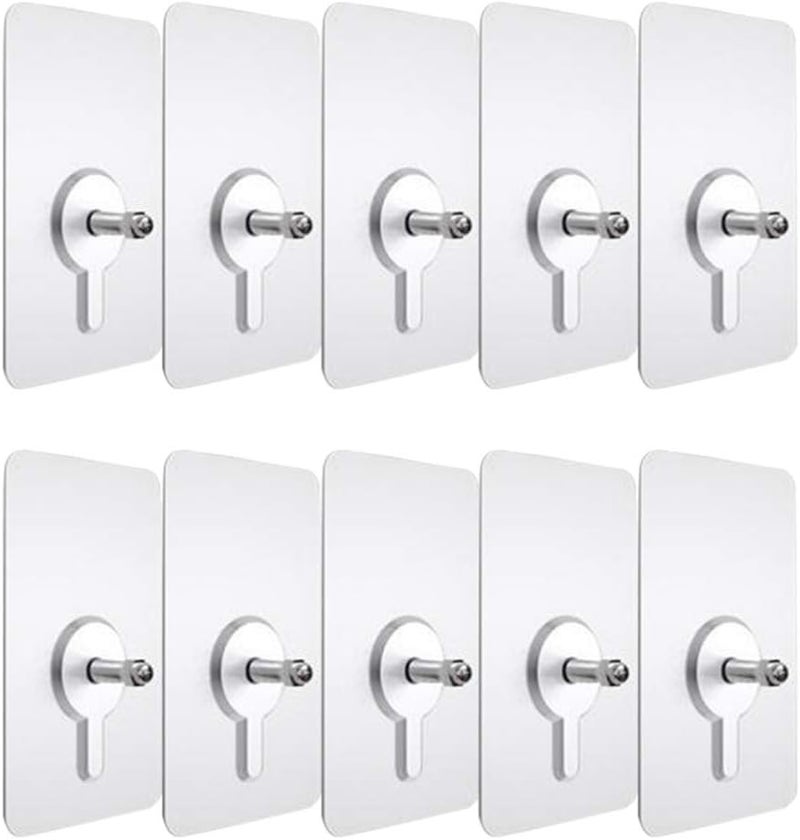 woobles Self Adhesive Nails Wall Mount Non-Trace Screw Hook Stickers，10 Pcs Screw Free Stickers for Hanging Bathroom Kitchen Shower Room （10mm） - Image 1