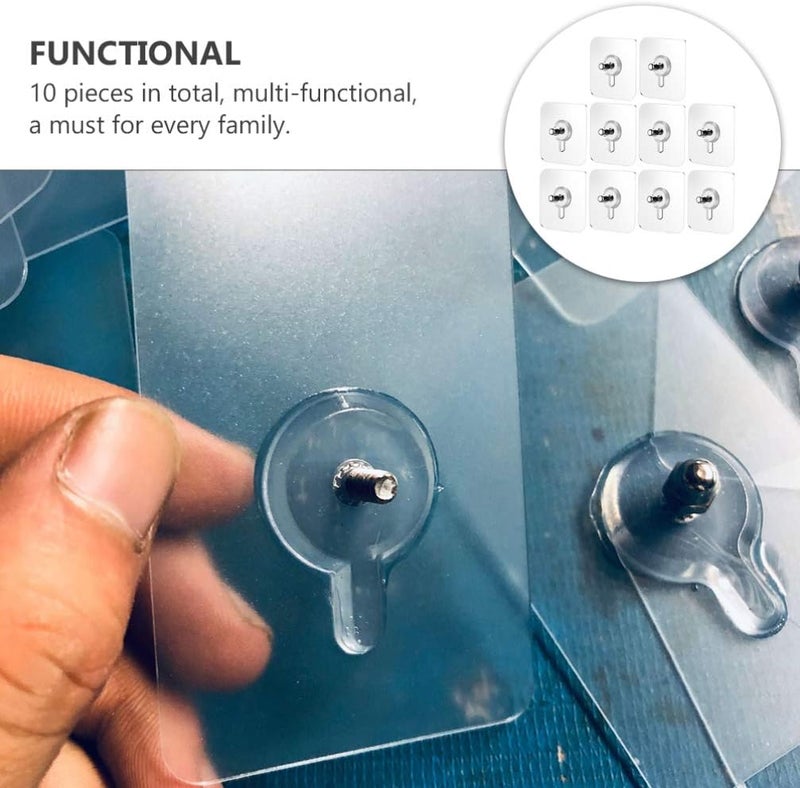 woobles Self Adhesive Nails Wall Mount Non-Trace Screw Hook Stickers，10 Pcs Screw Free Stickers for Hanging Bathroom Kitchen Shower Room （10mm） - Image 5