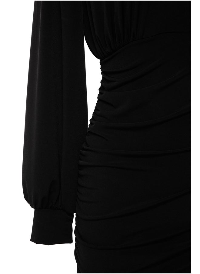 trendyol - Black Knitted Shiny Stone Elegant Evening Dress TPRSS22EL0451 - Image 1