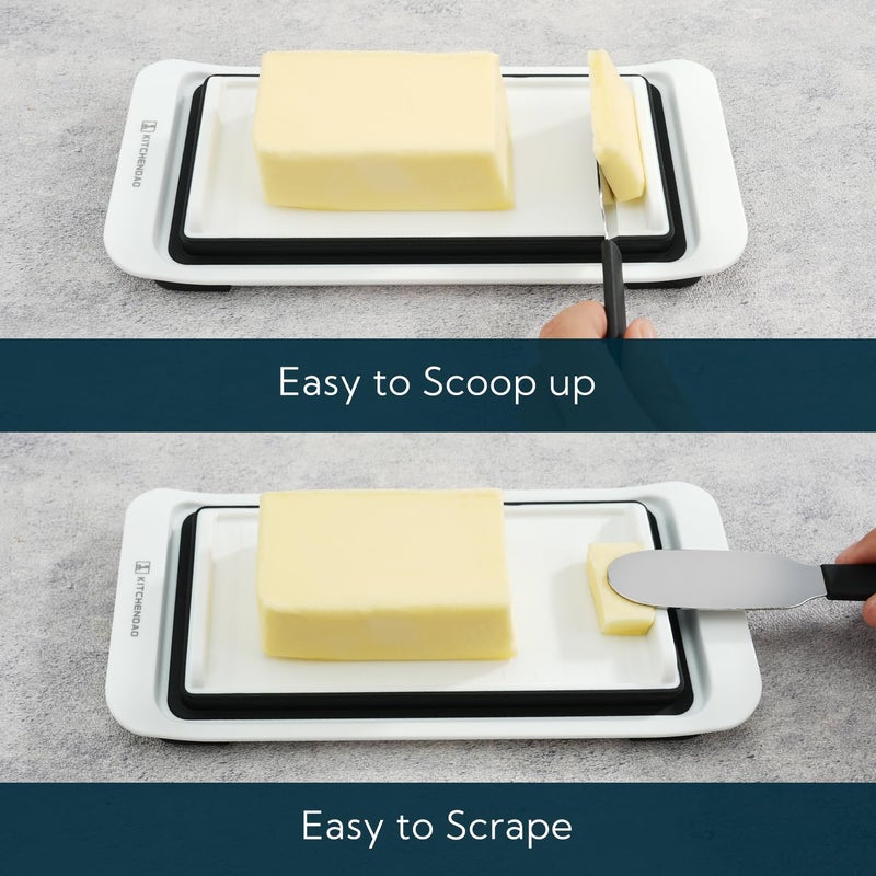 KITCHENDAO Large Airtight Butter Dish with Lid for Countertop and Fridge, Butter Keeper, Plastic Butter Holder Tray for 2 Sticks East Coast/West Coast/European Style/ Kerrygold Butter/ Cream Cheese - Image 4