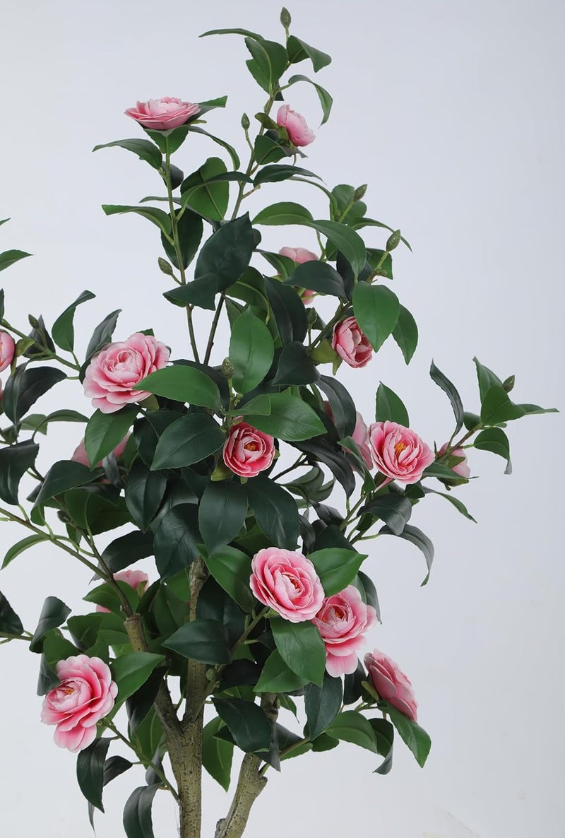 ARICK DECOR Arickdecor Artificial Camellia Flower Plant in a Black Pot for Interior DecorHome DecorOffice Decor 150 cm Tall Pink  - Image 2