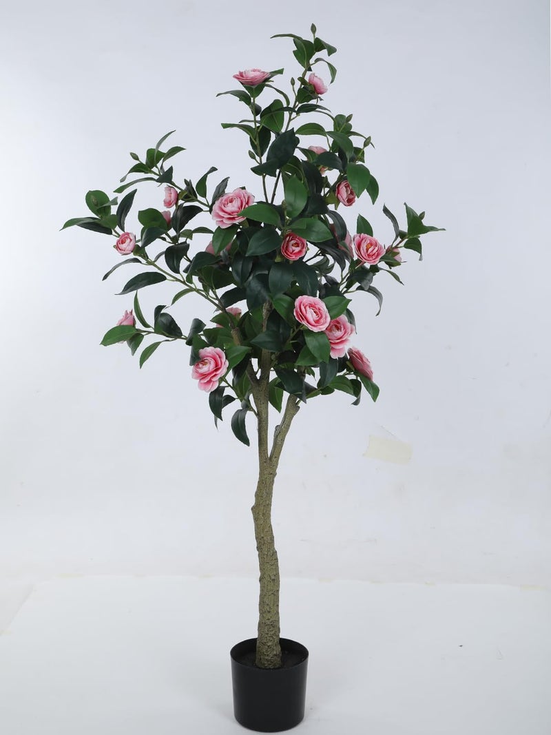 ARICK DECOR Arickdecor Artificial Camellia Flower Plant in a Black Pot for Interior DecorHome DecorOffice Decor 150 cm Tall Pink  - Image 5