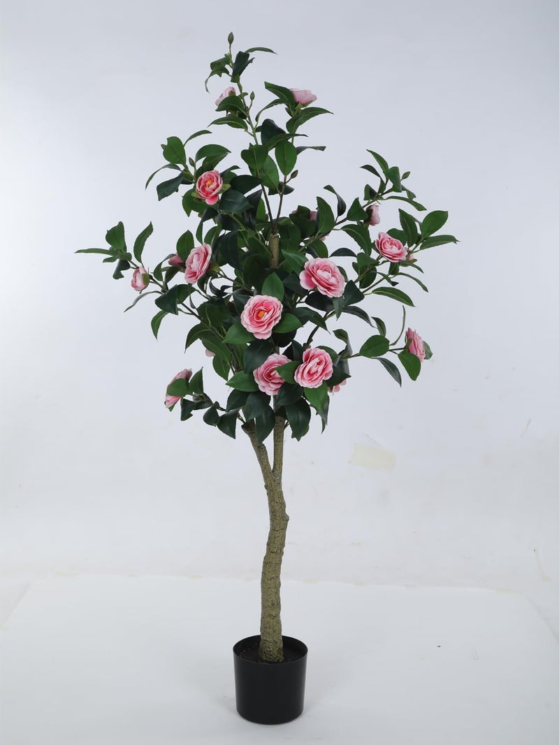 ARICK DECOR Arickdecor Artificial Camellia Flower Plant in a Black Pot for Interior DecorHome DecorOffice Decor 150 cm Tall Pink  - Image 4