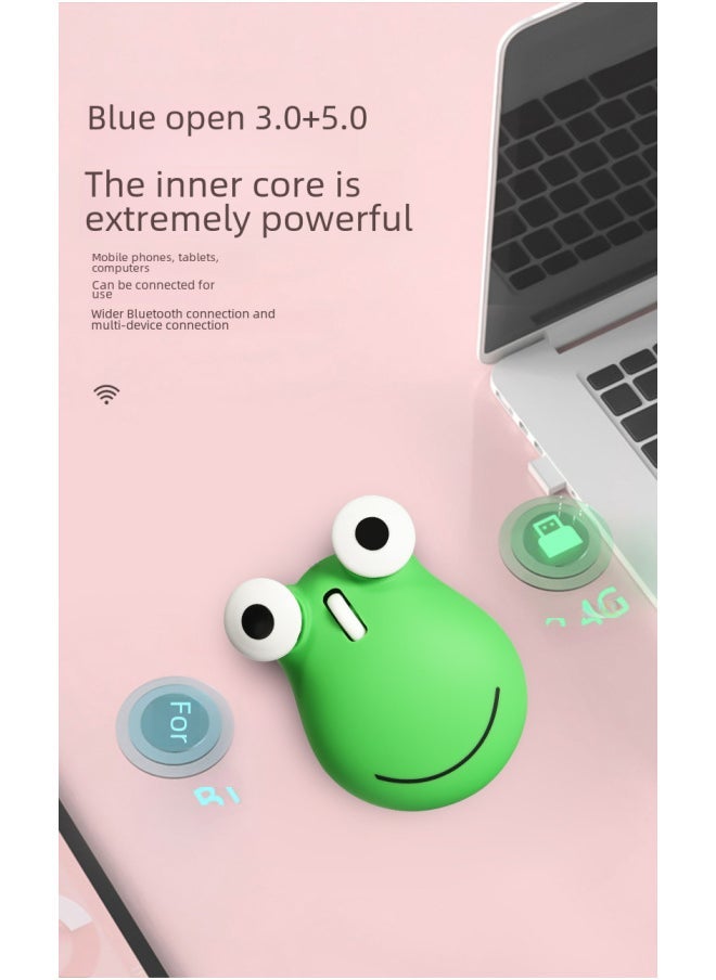 Cartoon Tiger Mouse Wireless Mouse Wired Frog Mouse Big Eyes Pink Frog Mouse Cute Bear Mouse-Specifications:Brown Bear Wireless Bluetooth Dual-mode Charging (Tapyc Charging Port) - Image 3