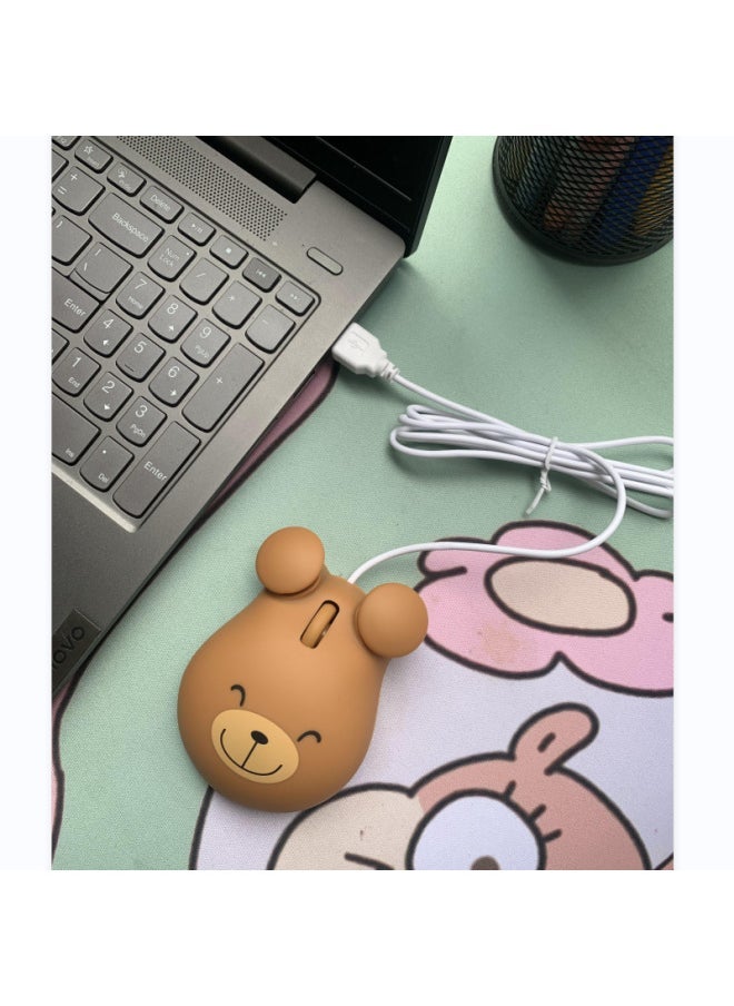 Cartoon Tiger Mouse Wireless Mouse Wired Frog Mouse Big Eyes Pink Frog Mouse Cute Bear Mouse-Specifications:Brown Bear Wireless Bluetooth Dual-mode Charging (Tapyc Charging Port) - Image 5