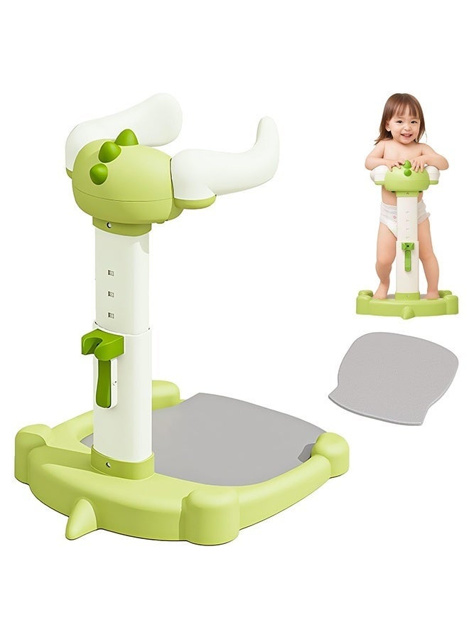 WALALLA Baby Shower Stand, Baby Standing Bath with Anti-Pinch Adjustable Height and Armrest, Shower Standing Support with Anti-Slip Base and Mat for Infants 6-36 Months -Green - Image 1