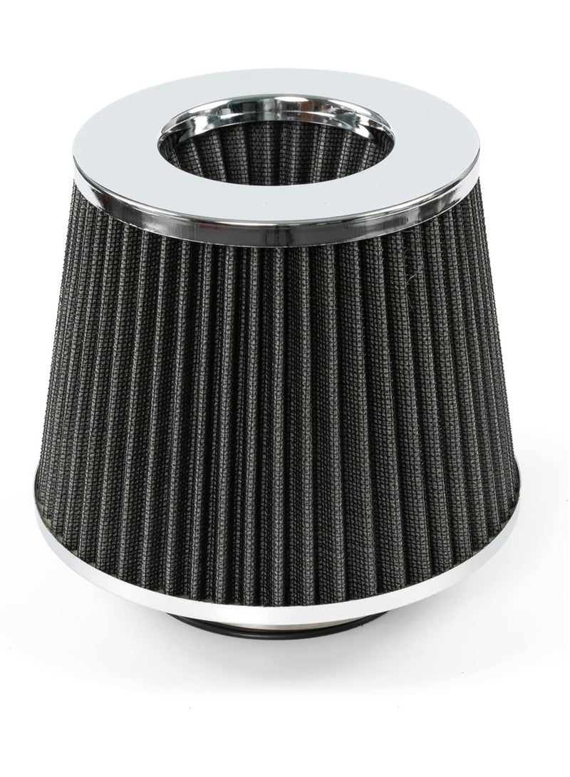 Generic Universal Car Air Filter Induction Kit Sports Car Cone Air Filter Chrome Finish Silver 3" 76mm Performance High Flow Cold Air Intake Cone Replacement Dry Filter(Single Pack,76mm)  - Image 1