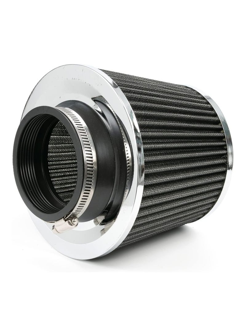 Generic Universal Car Air Filter Induction Kit Sports Car Cone Air Filter Chrome Finish Silver 3" 76mm Performance High Flow Cold Air Intake Cone Replacement Dry Filter(Single Pack,76mm)  - Image 2