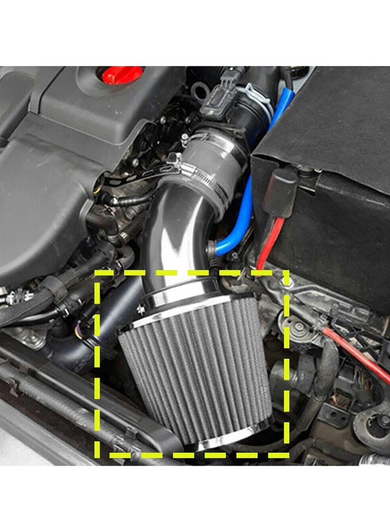 Generic Universal Car Air Filter Induction Kit Sports Car Cone Air Filter Chrome Finish Silver 3" 76mm Performance High Flow Cold Air Intake Cone Replacement Dry Filter(Single Pack,76mm)  - Image 3