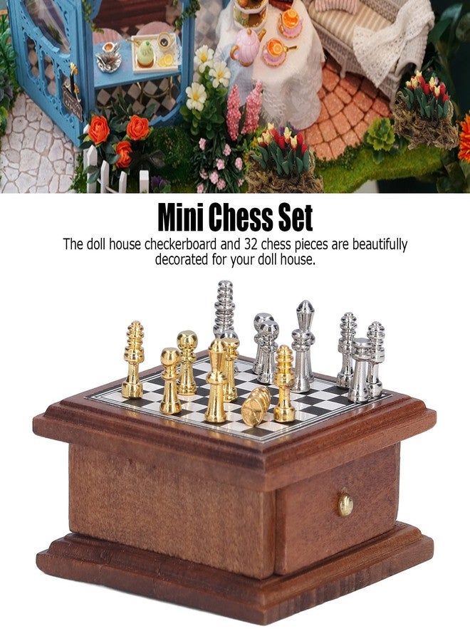 Zerodis Chess Set Dollhouse Decoration, Miniature Chess Set 1:12 Exquisite Mini Chess Set Mini Household Decoration Home for Chess Playing Dollhouse Decoration - Image 3