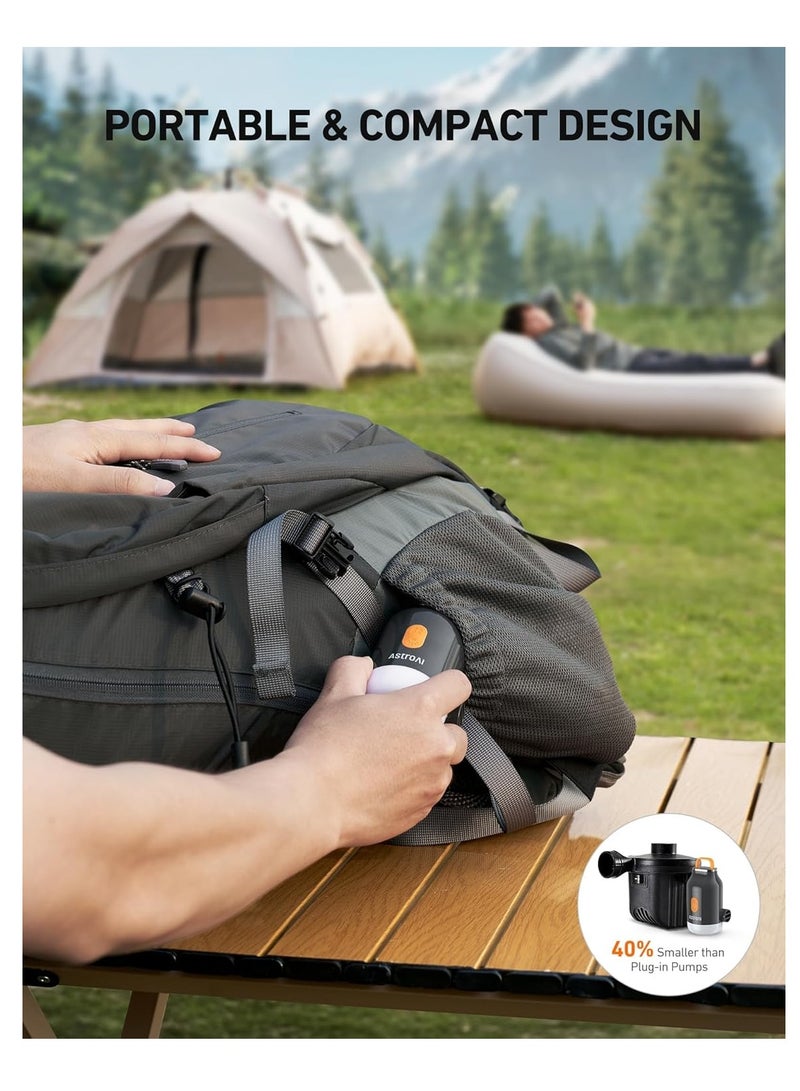 AstroAI AstroAI Mini Air Pump for Inflatables with 3000mAh Battery Portable Air Mattress Pump with Camping Lantern Electric Air Pump with 5 Nozzles Inflate & Deflate Air Mattress, Vacuum Storage Bags  - Image 2