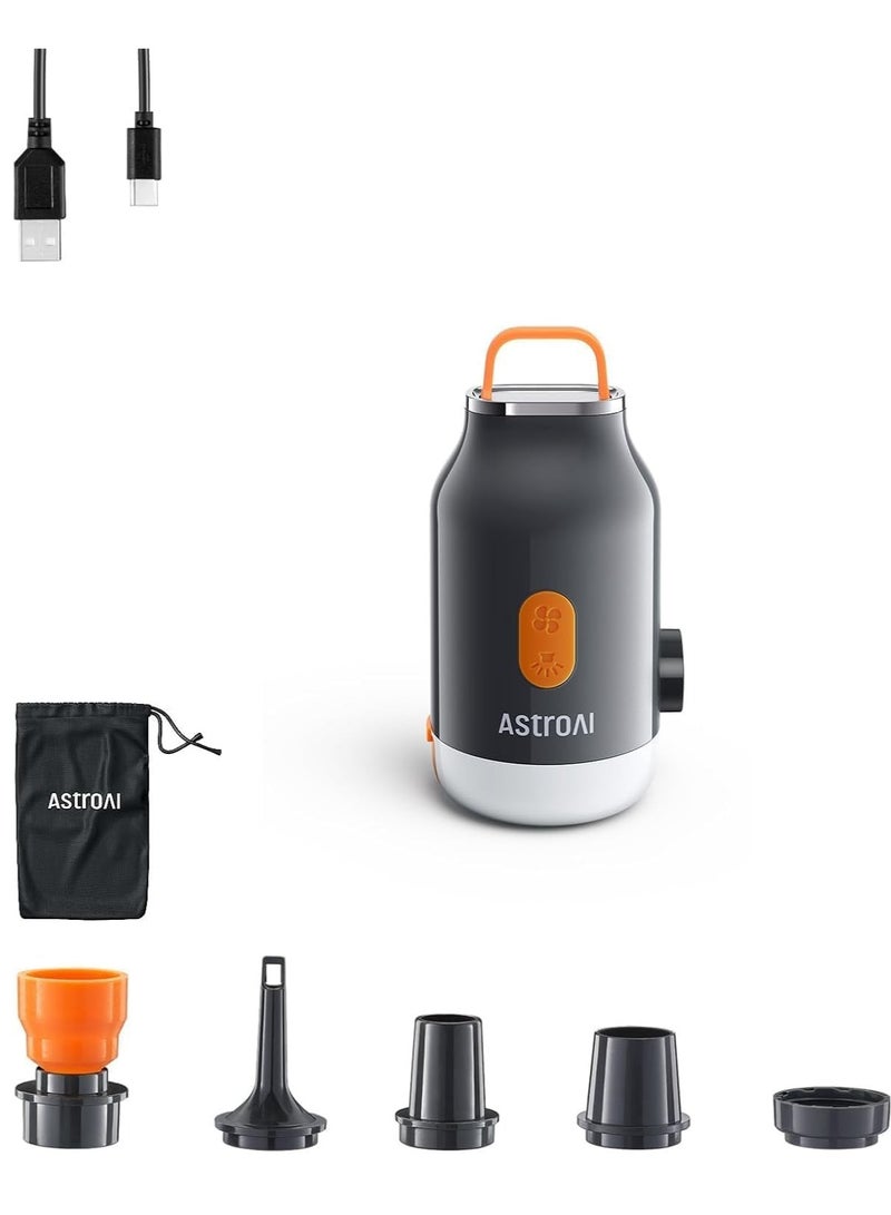 AstroAI AstroAI Mini Air Pump for Inflatables with 3000mAh Battery Portable Air Mattress Pump with Camping Lantern Electric Air Pump with 5 Nozzles Inflate & Deflate Air Mattress, Vacuum Storage Bags  - Image 1