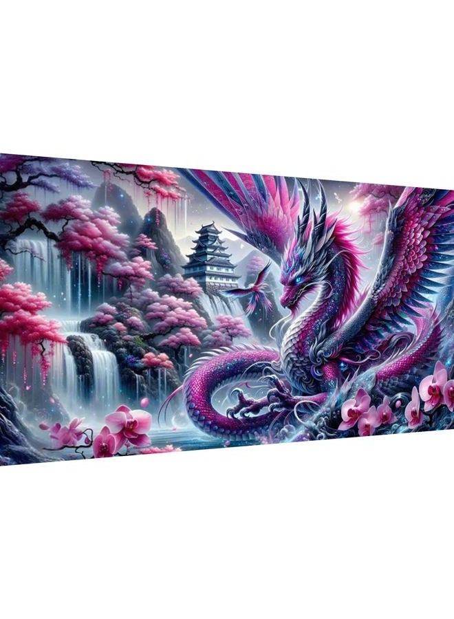 Ekuxom Large Diamond Art Kits for Adults-Waterfall Large Dragon Diamond Painting Kits for Adults-Round Full Drill Waterfall Diamonds Art Painting Kit for Gifts Home Wall Decor 27.5 X 15.7 inch - Image 1