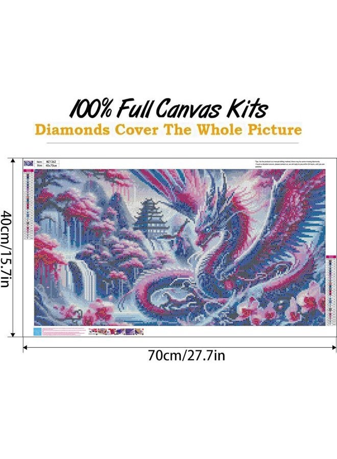 Ekuxom Large Diamond Art Kits for Adults-Waterfall Large Dragon Diamond Painting Kits for Adults-Round Full Drill Waterfall Diamonds Art Painting Kit for Gifts Home Wall Decor 27.5 X 15.7 inch - Image 2