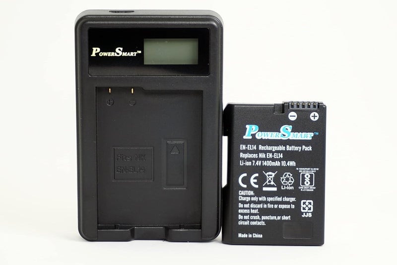 smart pro شاحن بطارية باور سمارت وUSB LCD لنيكون EN-EL14 ونيكون EN-EL14a ونيكون كولبيكس P7800 وP7700 وP7100 وP7000 ونيكون Df وD5600 وD5500 وD5300 وD5200 وD5100 وD3400 وD3300 وD3200 وD3100 - Image 2