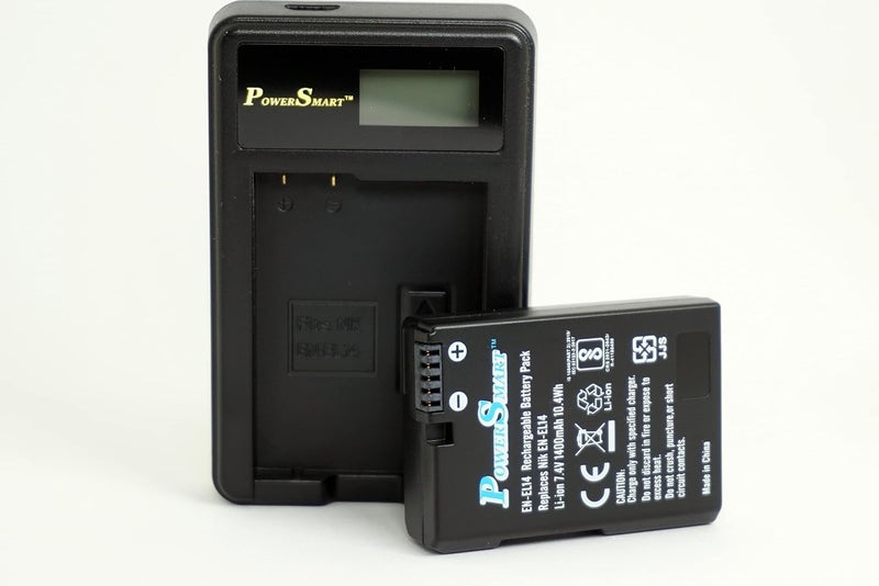 smart pro شاحن بطارية باور سمارت وUSB LCD لنيكون EN-EL14 ونيكون EN-EL14a ونيكون كولبيكس P7800 وP7700 وP7100 وP7000 ونيكون Df وD5600 وD5500 وD5300 وD5200 وD5100 وD3400 وD3300 وD3200 وD3100 - Image 3